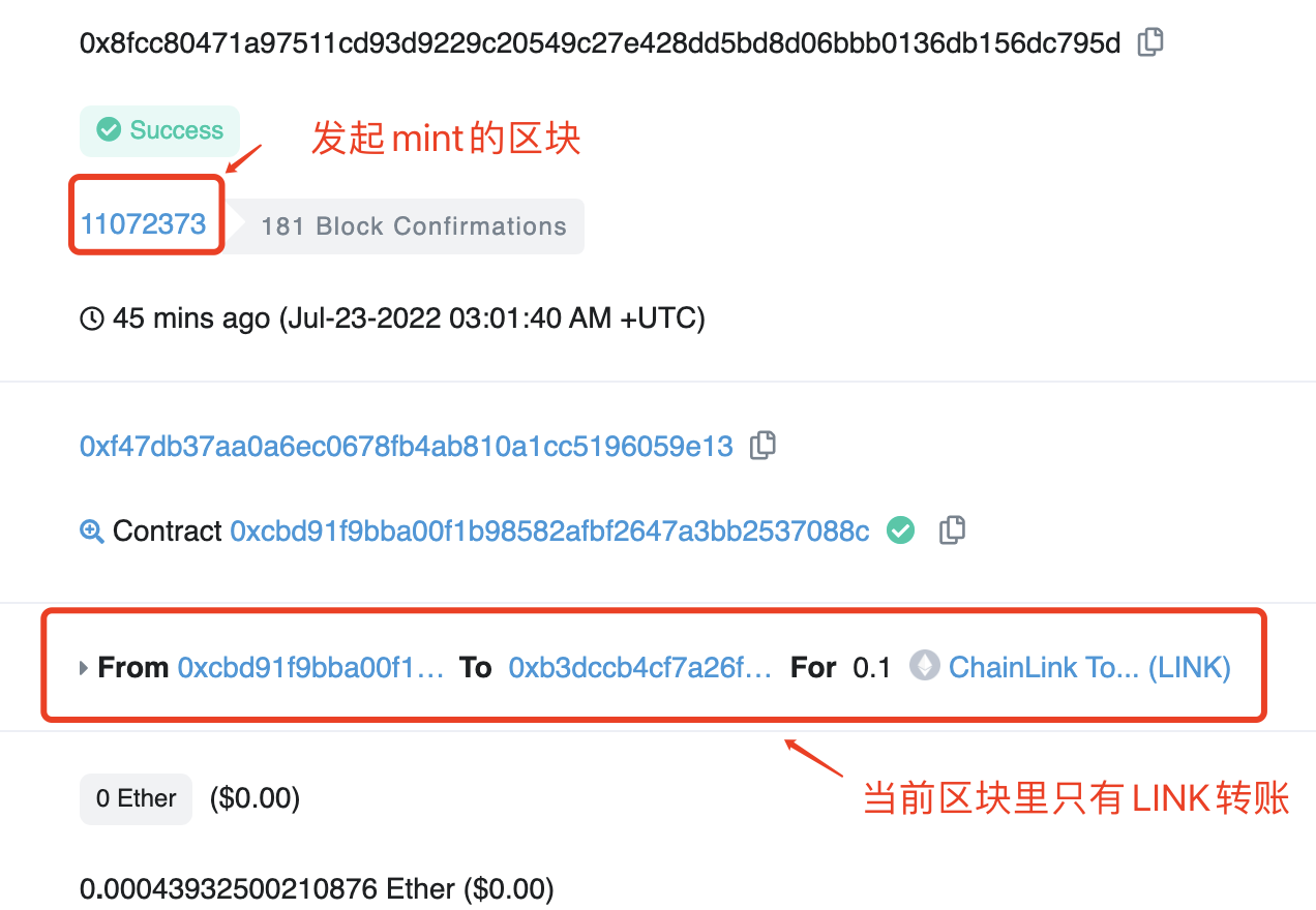 Transaction start for VRF minting